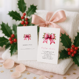 Rosa Bow Gift-Märkre på Back Baby Visning Julafton Tilläggskort