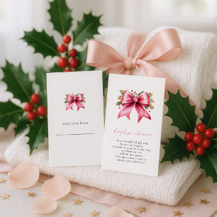 Rosa Bow Gift-Märkre på Back Baby Visning Julafton Tilläggskort