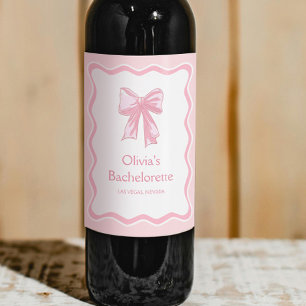 Rosa Bow Gifter sig Bachelorette Vinflaska Etikett