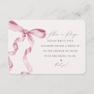Rosa Bow Gifter sig en Recept-infogning Tilläggskort