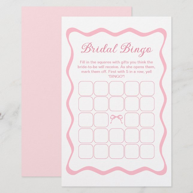 Rosa Bow Gifter sig Möhippa Bingo-spel (Fram/baksida)