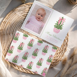 Rosa Bow Ginger Burk Julgran Photo Julkort