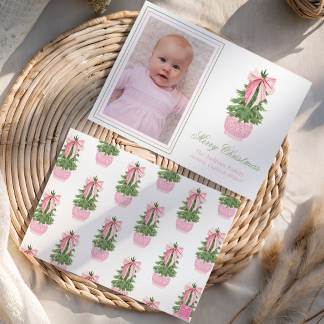 Rosa Bow Ginger Burk Julgran Photo Julkort (Skapare uppladdad)