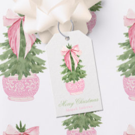 Rosa Bow Ginger Burk Julgran Photo Presentetikett