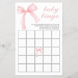 Rosa Bow Gingham Baby Shower Bingo Flygblad