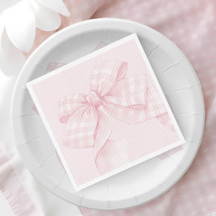 Rosa Bow Gingham Baby Shower Pappersservett