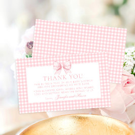 Rosa Bow Gingham Sweet Flicka Shower Tack Tilläggskort