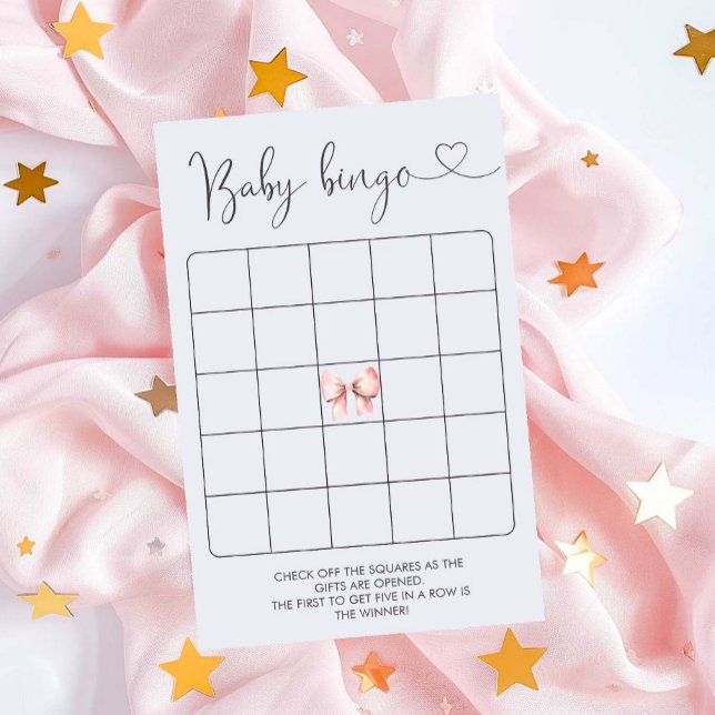 Rosa Bow Girl Baby Shower Bingo Game (Skapare uppladdad)