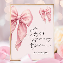 Rosa Bow Girl Baby Shower Böcker för Bebisar Poster