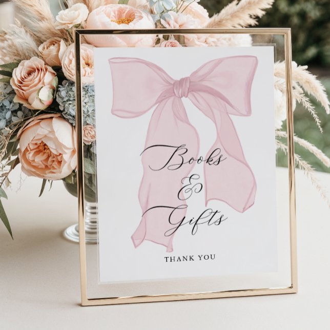 Rosa Bow Girl Baby Shower Bokar and Gifts Poster (Skapare uppladdad)