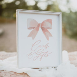 Rosa Bow Girl Baby Shower Cards and Gifts Sign Poster