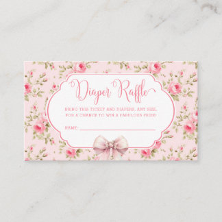 Rosa Bow Girl Baby Shower Diaper Raffle-hölje Tilläggskort