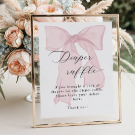 Rosa Bow Girl Baby Shower Diaper raffle Poster
