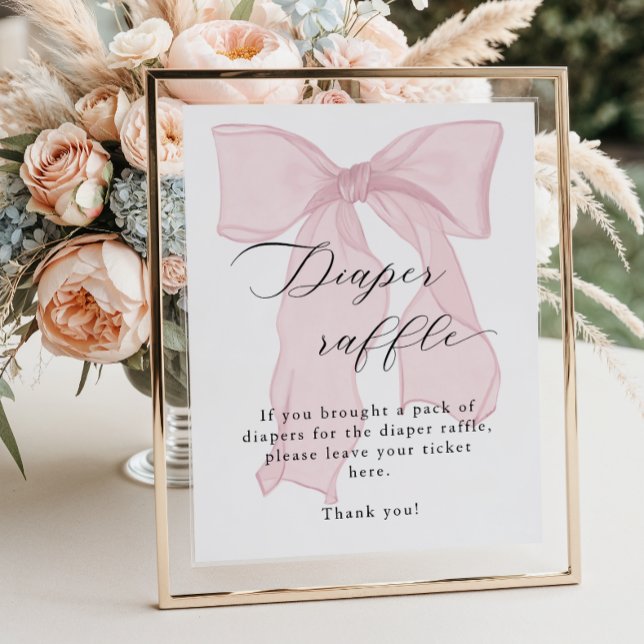 Rosa Bow Girl Baby Shower Diaper raffle Poster (Skapare uppladdad)
