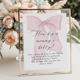 Rosa Bow Girl Baby Shower Hur stor är Mammans buk? Poster