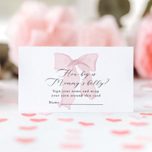 Rosa Bow Girl Baby Shower Hur stor är Mammans buk? Tilläggskort