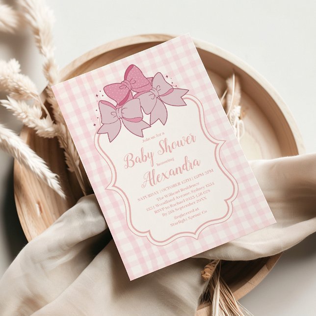 Rosa Bow Girl Baby Shower Inbjudningar (Skapare uppladdad)