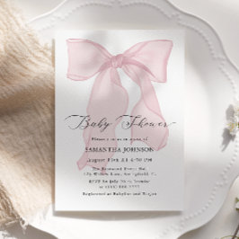 Rosa Bow Girl Baby Shower Inbjudningar