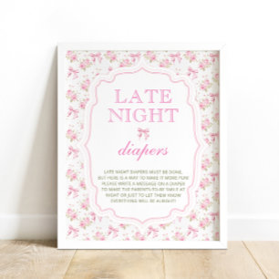 Rosa Bow Girl Baby Shower Late Night Diables Poster