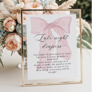 Rosa Bow Girl Baby Shower Late Night Diables Poster
