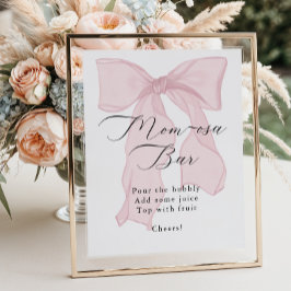 Rosa Bow Girl Baby Shower Momosa Pub Poster