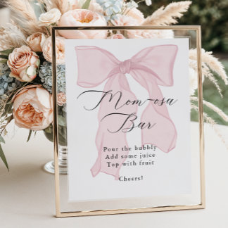 Rosa Bow Girl Baby Shower Momosa Pub Poster