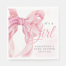 Rosa Bow Girl Baby Shower Pappersservett
