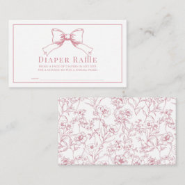 Rosa Bow Girl Baby Shower Raffle Biljett Tilläggskort