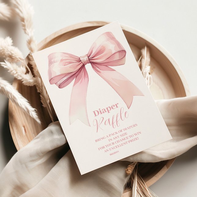 Rosa Bow Girl Baby Shower Raffle Diapper Tilläggskort (Skapare uppladdad)