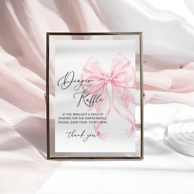 Rosa Bow Girl Baby Shower Raffle Poster (Skapare uppladdad)