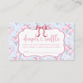 Rosa Bow Girl Baby Shower Raffle Tilläggskort