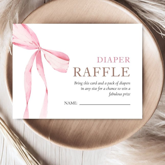 Rosa Bow Girl Baby Shower Raffle Tilläggskort (Skapare uppladdad)