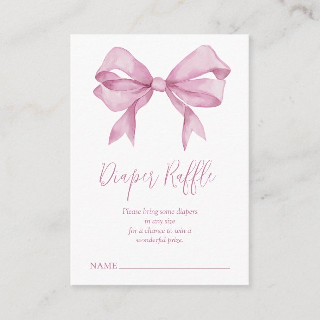 Rosa Bow Girl Baby Shower Raffle Tilläggskort (Framsida)