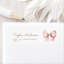 Rosa Bow Girl Baby Shower Returadress Etikett