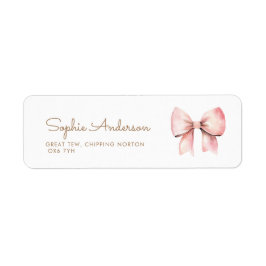 Rosa Bow Girl Baby Shower Returadress Etikett
