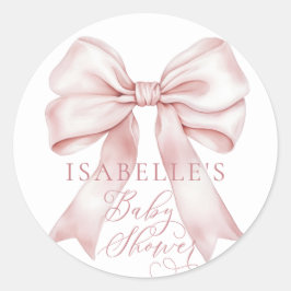 Rosa Bow Girl Baby Shower Runt Klistermärke