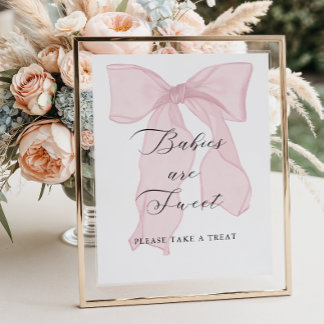 Rosa Bow Girl Baby Shower Spädbarn är Sweet Poster