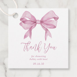 Rosa Bow Girl Baby Shower Tack Gåvor Etiketter