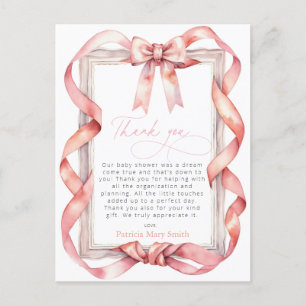 Rosa Bow Girl Baby Shower Tack PostCard Vykort