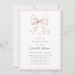 Rosa Bow Girl Baptism-inbjudan Inbjudningar