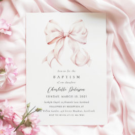 Rosa Bow Girl Baptism-inbjudan Inbjudningar