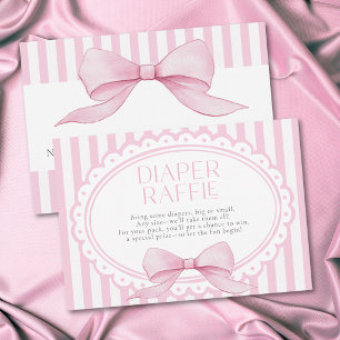 Rosa Bow Girl Coquette Randig Bebis Shower Blöja Tilläggskort