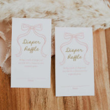 Rosa Bow Girl Diaper Raffle-höljeskort