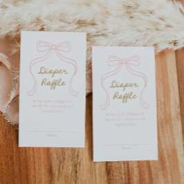 Rosa Bow Girl Diaper Raffle-höljeskort Tilläggskort