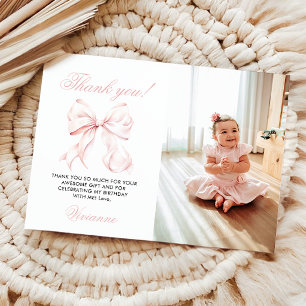 Rosa Bow Girl First Birthday - tack, ditt kort