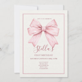 Rosa Bow Girl Först Inbjudningar
