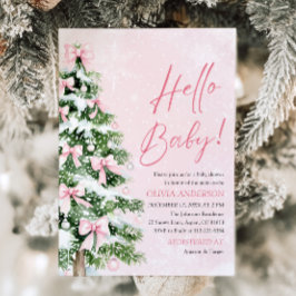 Rosa Bow Girl Hej Baby Baby Shower Inbjudningar