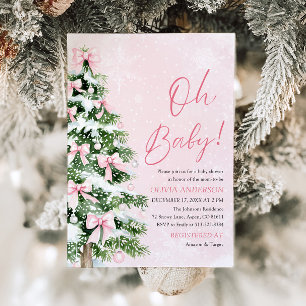 Rosa Bow Girl Julgran Oh Baby Baby Shower Inbjudningar