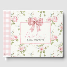 Rosa Bow Girl Preppy Southern Baby Shower Gästböcker
