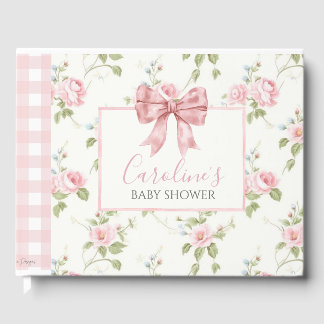 Rosa Bow Girl Preppy Southern Baby Shower Gästböcker